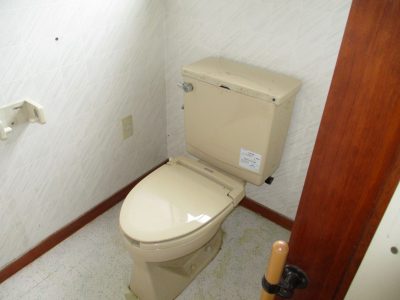 【山梨県】トイレ交換リフォーム　ブルーグレー色のウォシュレット・暖房・自動洗浄トイレ
